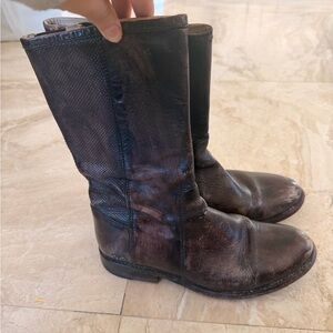 Bed Stu Boots Womens 7.5 Brown Leather Mid-Calf Distressed Moto